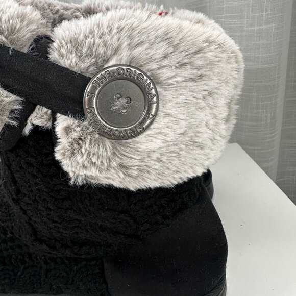 Dearfoams Women's Black & Gray Cable Knit Boot Slippers XL(11-12) - Picture 7 of 10